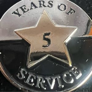 5 years of service pin silver black coin new with case